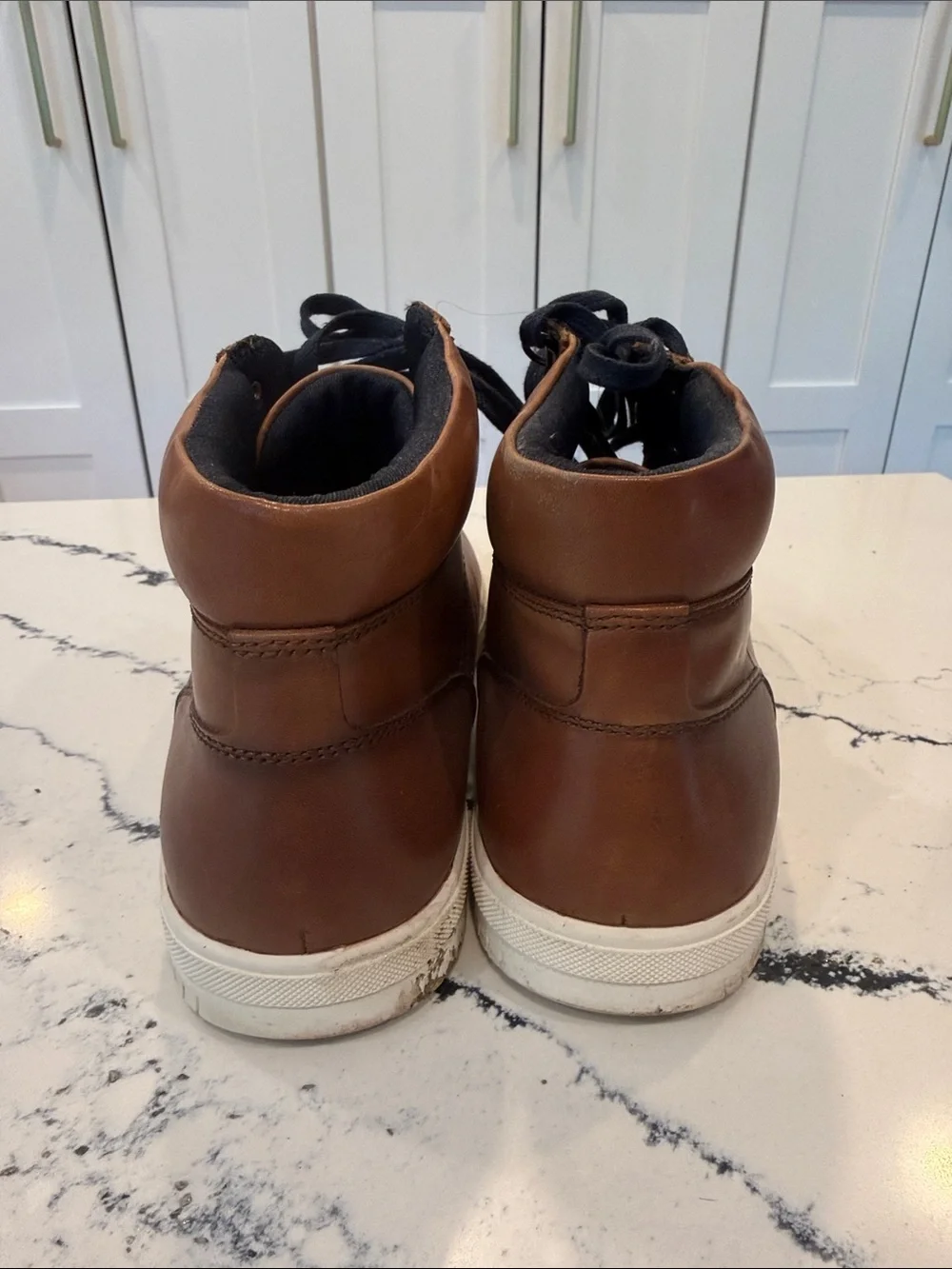 Joe's Jeans Brown Leather Chukka Boots with Navy Laces